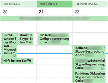 So sieht Ihr Kalender für einen Benutzer aus, wenn Sie ihn mit eingeschränkten Details teilen.